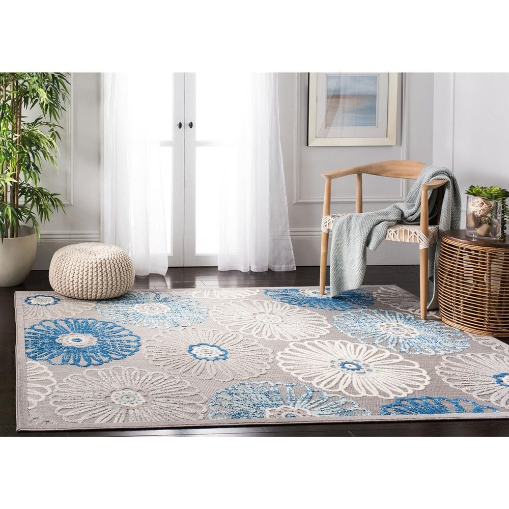Safavieh Cabana CBN801F 3&#39; x 5&#39; Grey and Blue Indoor/Outdoor Area Performance Rug, , large