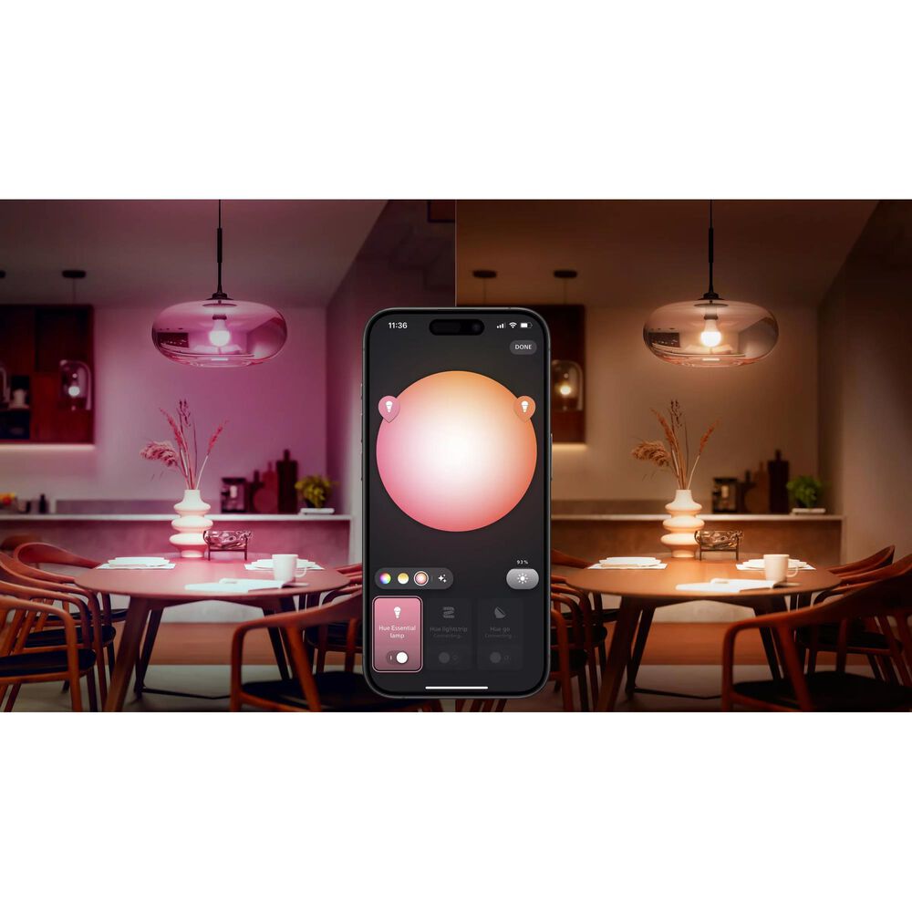 Phillips Hue Essentials 4-Piece A19 Smart LED Color Bulbs Starter Kit in White, , large