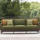 Ashley Horizon Hall Outdoor Sofa with Green Cushion in Brown, , large