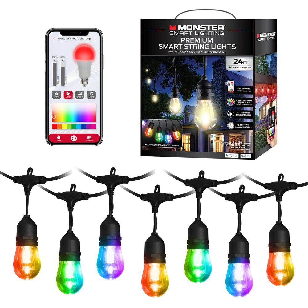 Monster Illuminessence 24 Ft. Smart String Light with Sound Reactive in Multicolor, , large