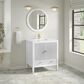 James Martin Myrrin 30" Single Bathroom Vanity in Bright White with Single Hole 3 cm White Zeus Silestone Top and Rectangular Sink, , large