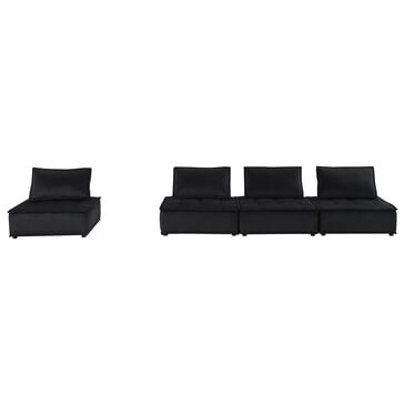 HOMLUX Anna B 4-Piece Stationary Sectional Sofa in Black Velvet, , large