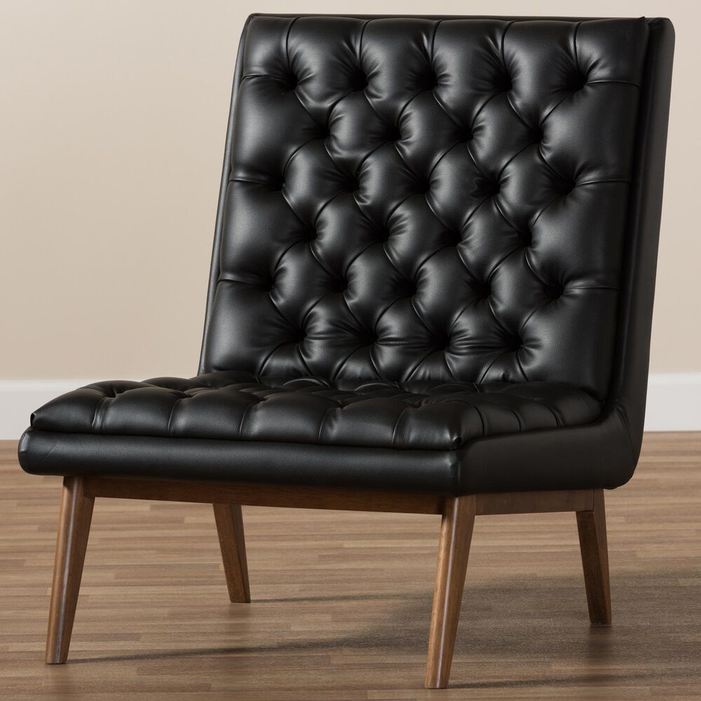 Baxton Studio Annetha Lounge Chair in Black, , large
