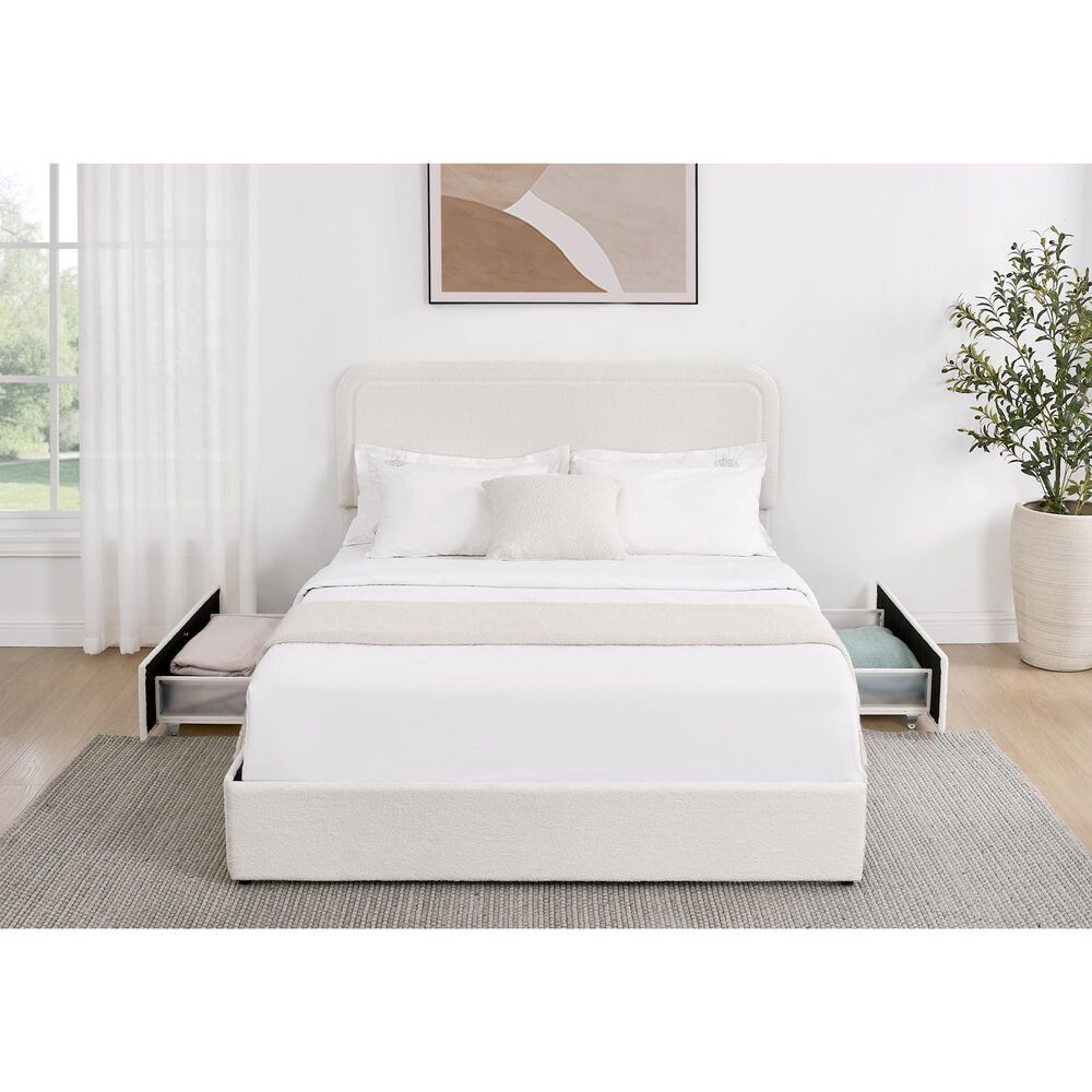 Hearth and Haven Liv Queen Storage Platform Bed in Ivory, , large