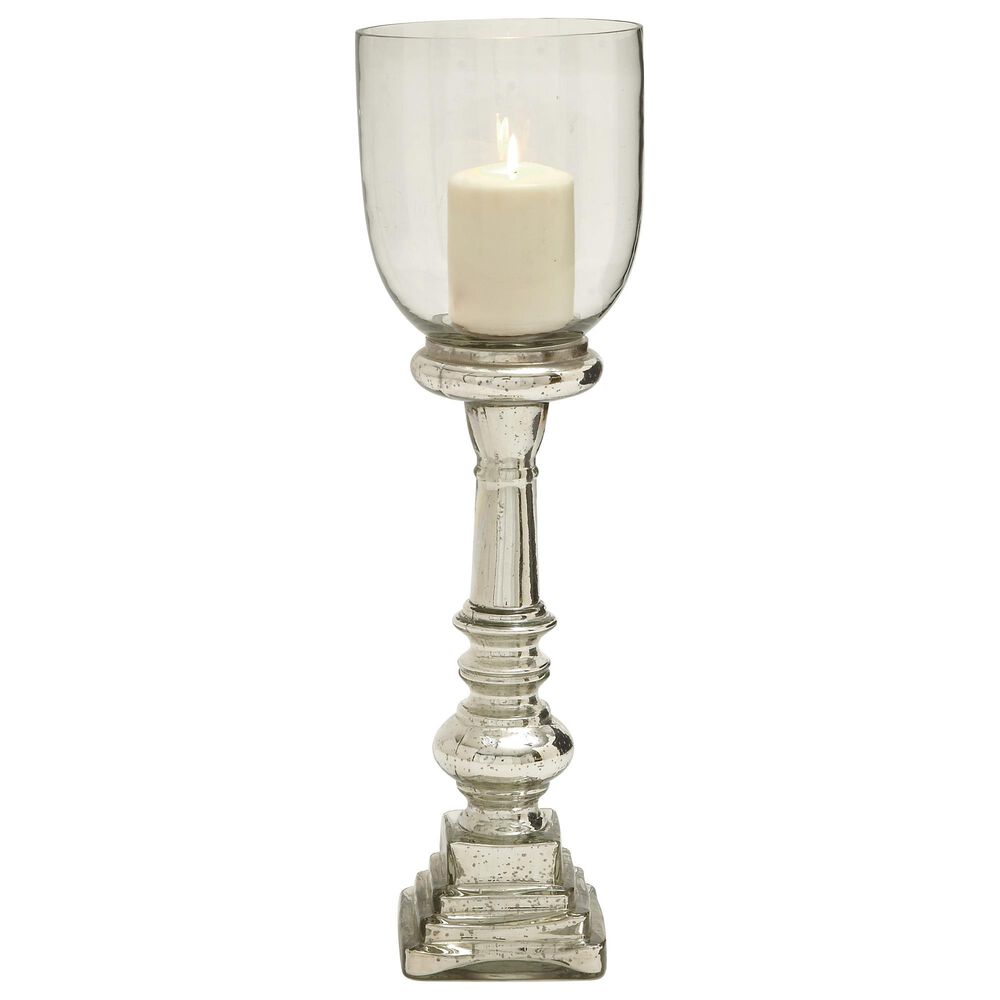 Maple and Jade 7&quot; x 22&quot; Hurricane Lamp in Silver, , large