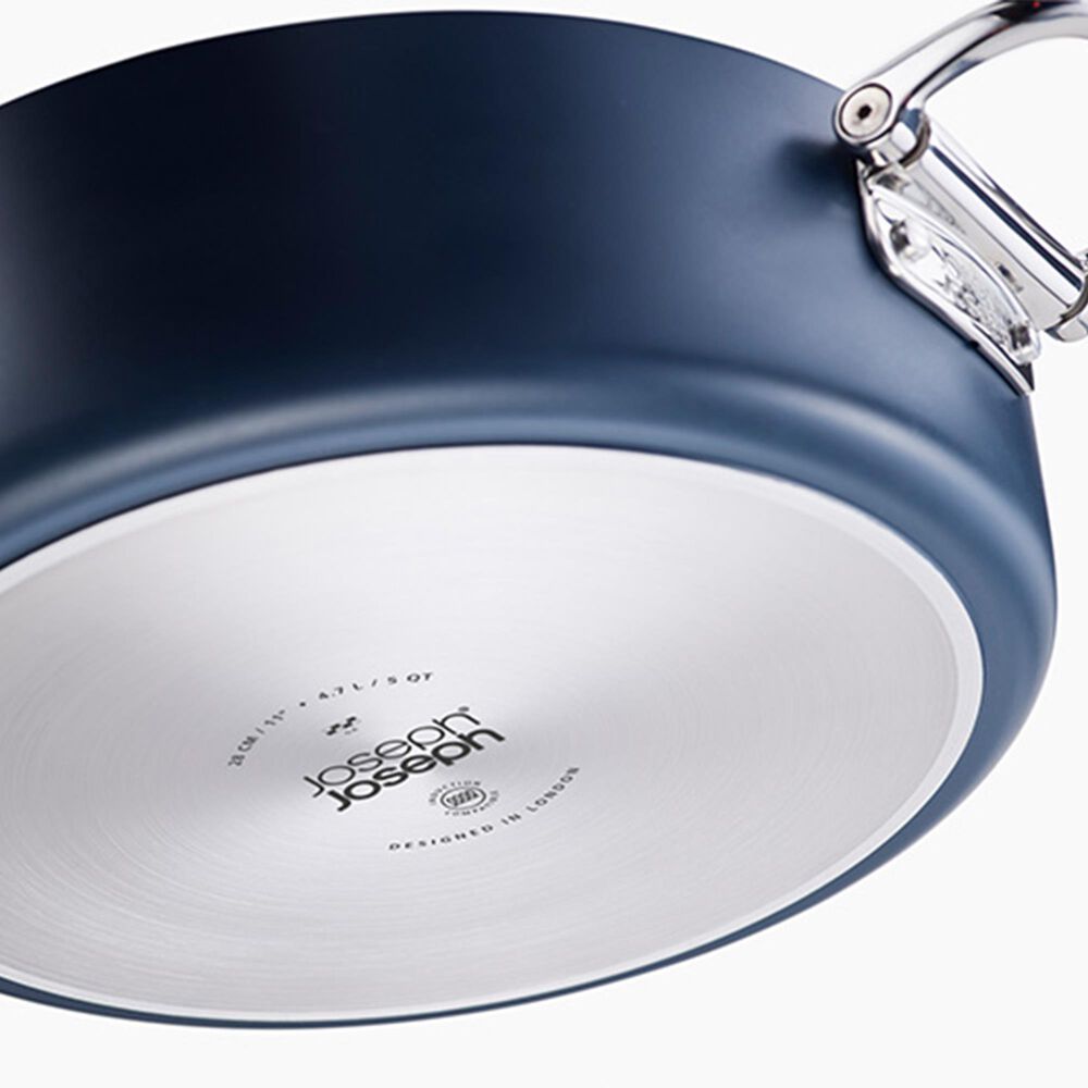 Joseph Joseph Space 11&quot; Folding Handle Shallow Casserole Pan with Lid in Midnight Blue, , large