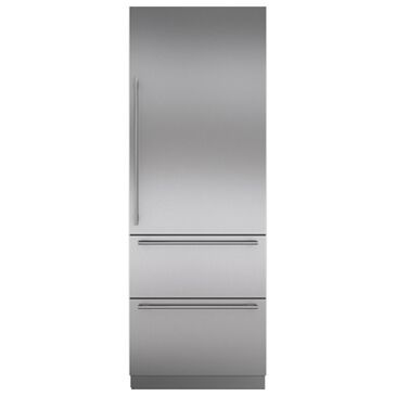 Sub Zero Integrated 30" Tall Door Panel with Tubular Handle Left Hinge in Stainless Steel, , large