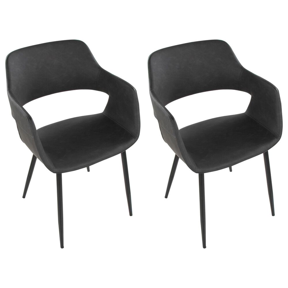 LumiSource Margarite Contemporary Dining/accent Chair in Black Metal and Grey Faux Leather by LumiSource - Set of 2, , large