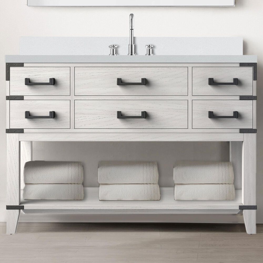 Lexora Home Norwalk 48&quot; Single Bathroom Vanity in White Oak with White Cultured Marble Top and Rectangular Sink, , large