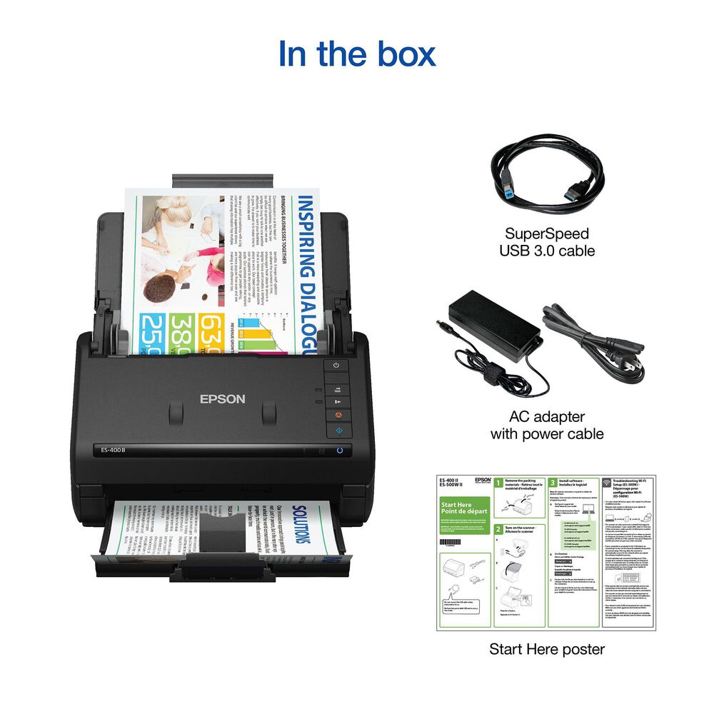 Epson WorkForce ES-400 II Duplex Desktop Document Scanner in Black, , large
