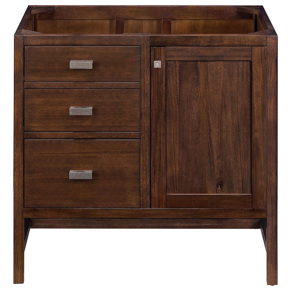 James Martin Vanities Addison 36&quot; Single Bathroom Vanity in Mid-Century Acacia with Single Hole 3 cm White Zeus Quartz Top and Rectangular Sink, , large