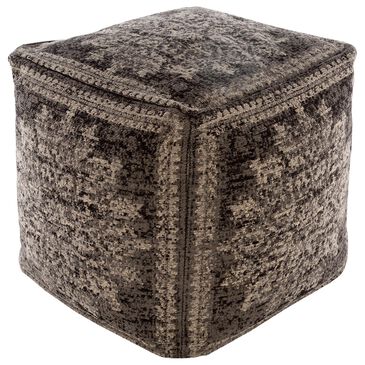 Surya Lendon Pouf in Gray/Black, , large