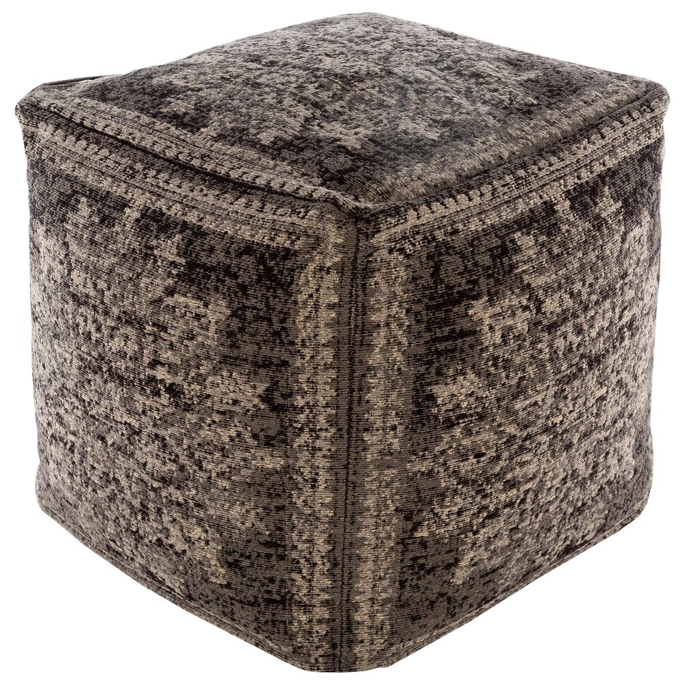 Surya Inc Lendon Pouf in Gray/Black, , large