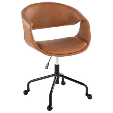 Lumisource Curvo Task Chair with Camel Cushion in Black, , large