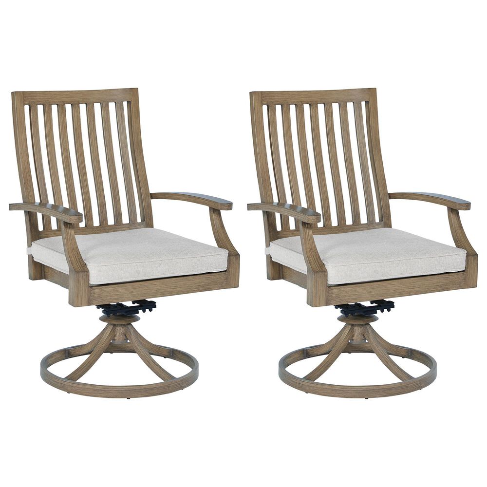 Ashley Rainier Ranch Swivel Chair in Brown &#40;Set of 2&#41;, , large