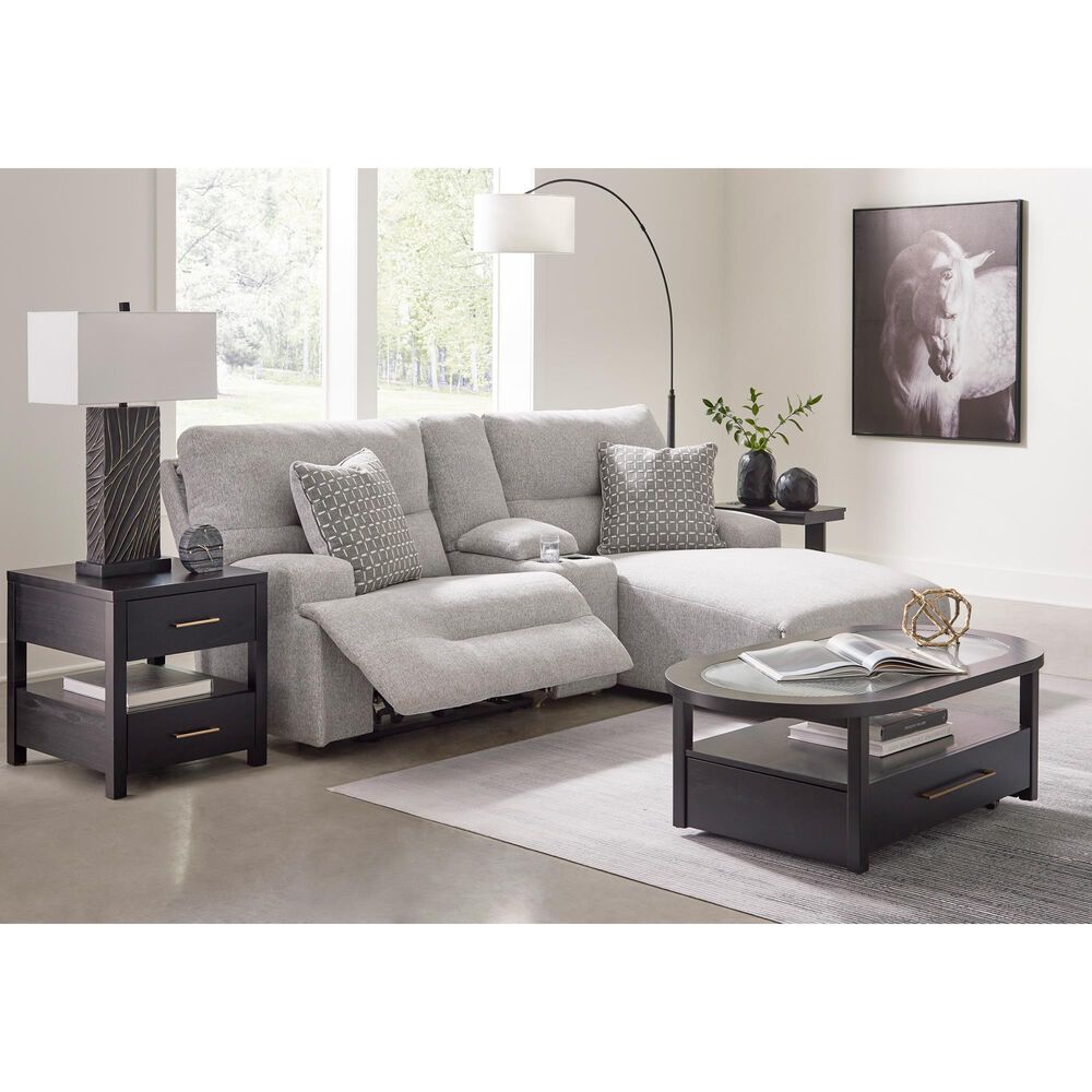 Ashley Acklen Place 3-Piece Power Right Facing Reclining Sectional with Console in Pewter, , large