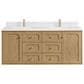 James Martin Vanities Laurent 60" Double Bathroom Vanity in Light Natural Oak with Single Hole 3 cm White Zeus Quartz Top and Rectangular Sinks, , large