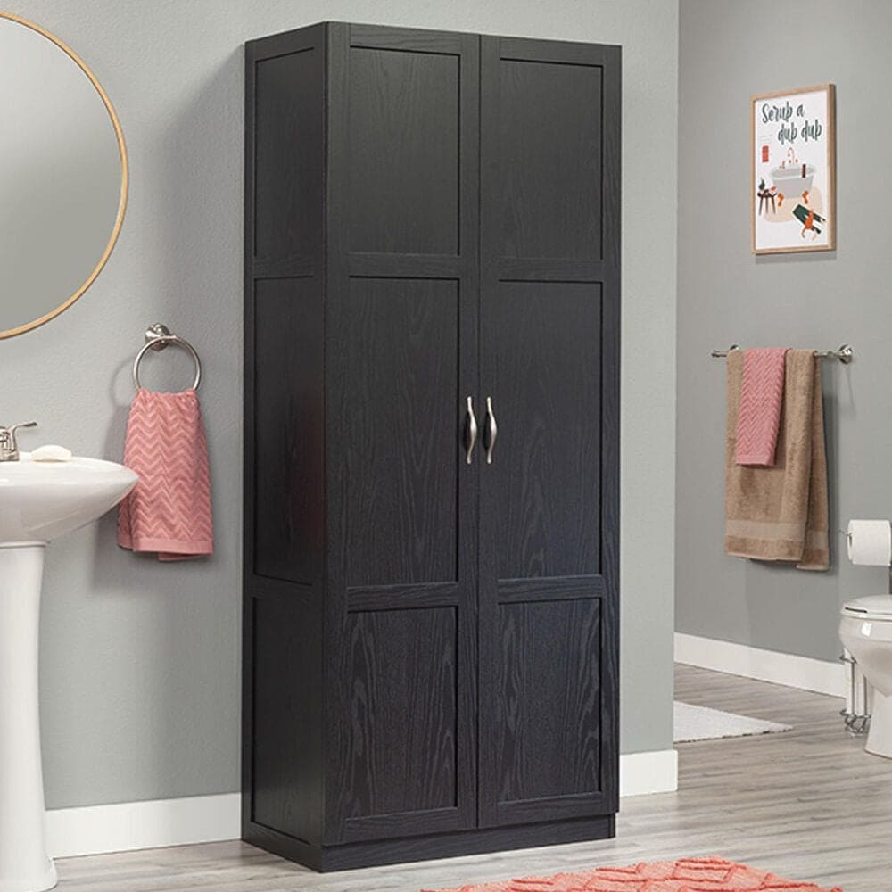 Sauder Select Collection 2-Door Storage Cabinet with Shelves in Black, , large