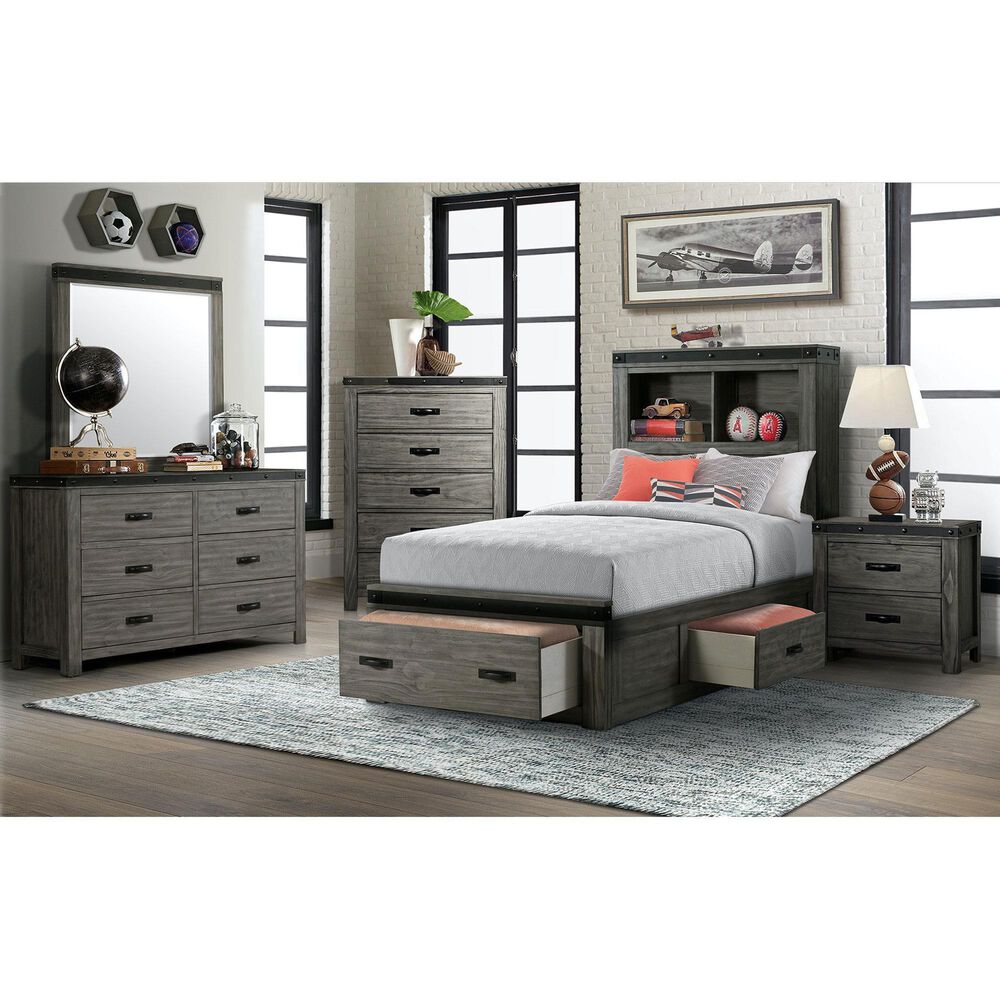 Mayberry Hill Wade 4-Piece Twin Storage Bedroom Set in Gray, , large