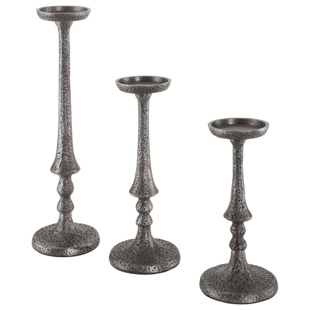 Ashley Eravell 3-Piece Candle Holder Set in Antiqued Pewter, , large