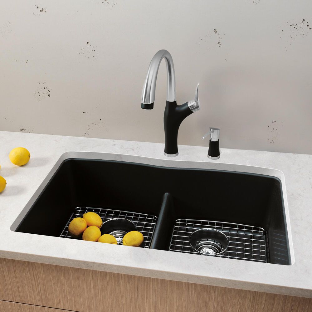 Blanco Diamond Equal Double Bowl Kitchen Sink with Low Divide in Anthracite, , large
