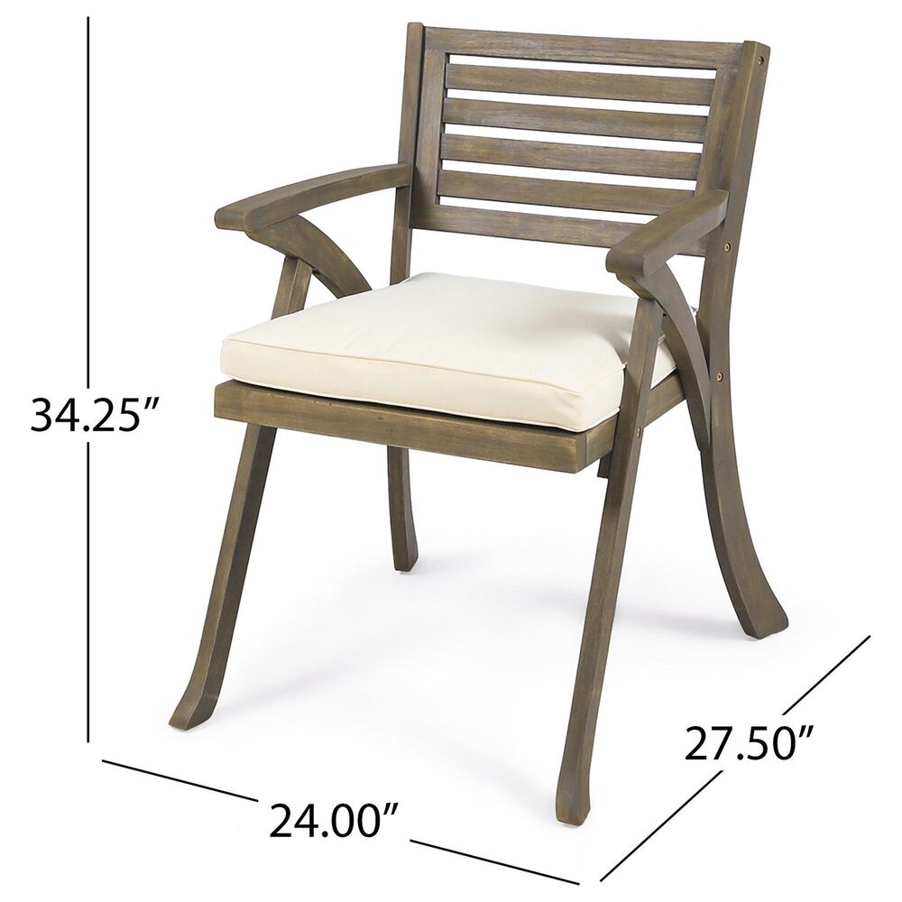 Hearth and Haven Helen Outdoor Dining Chair in Cream (Set of 2), , large