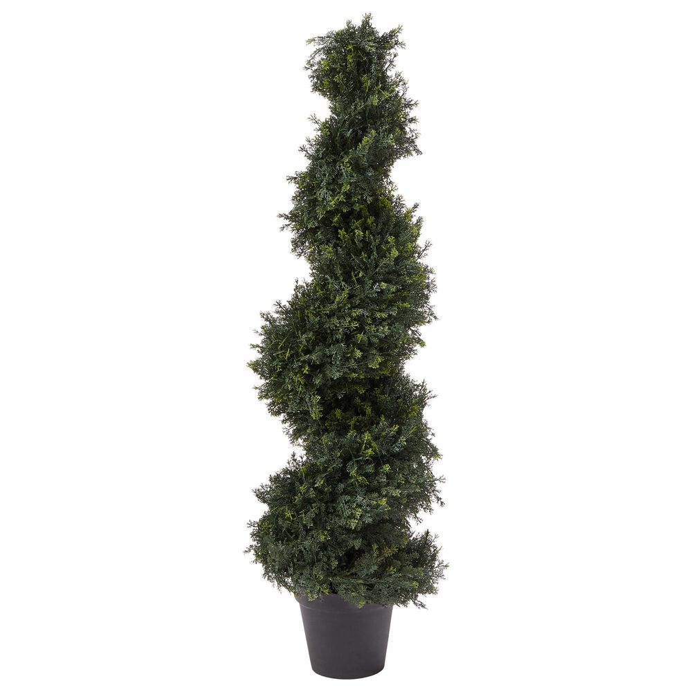 Timberlake 4" Artificial Spiral Cypress Topiary Tree with Pot in Green, , large