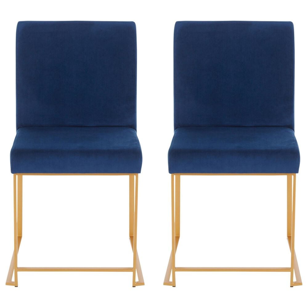 Lumisource Fuji Side Chair with Blue Cushion in Gold &#40;Set of 2&#41;, , large