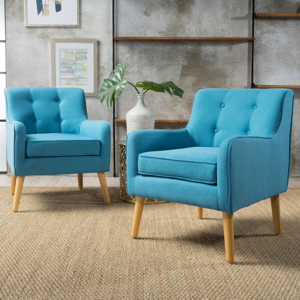 Noble House Felicity Arm Chair in Teal &#40;Set of 2&#41;, , large