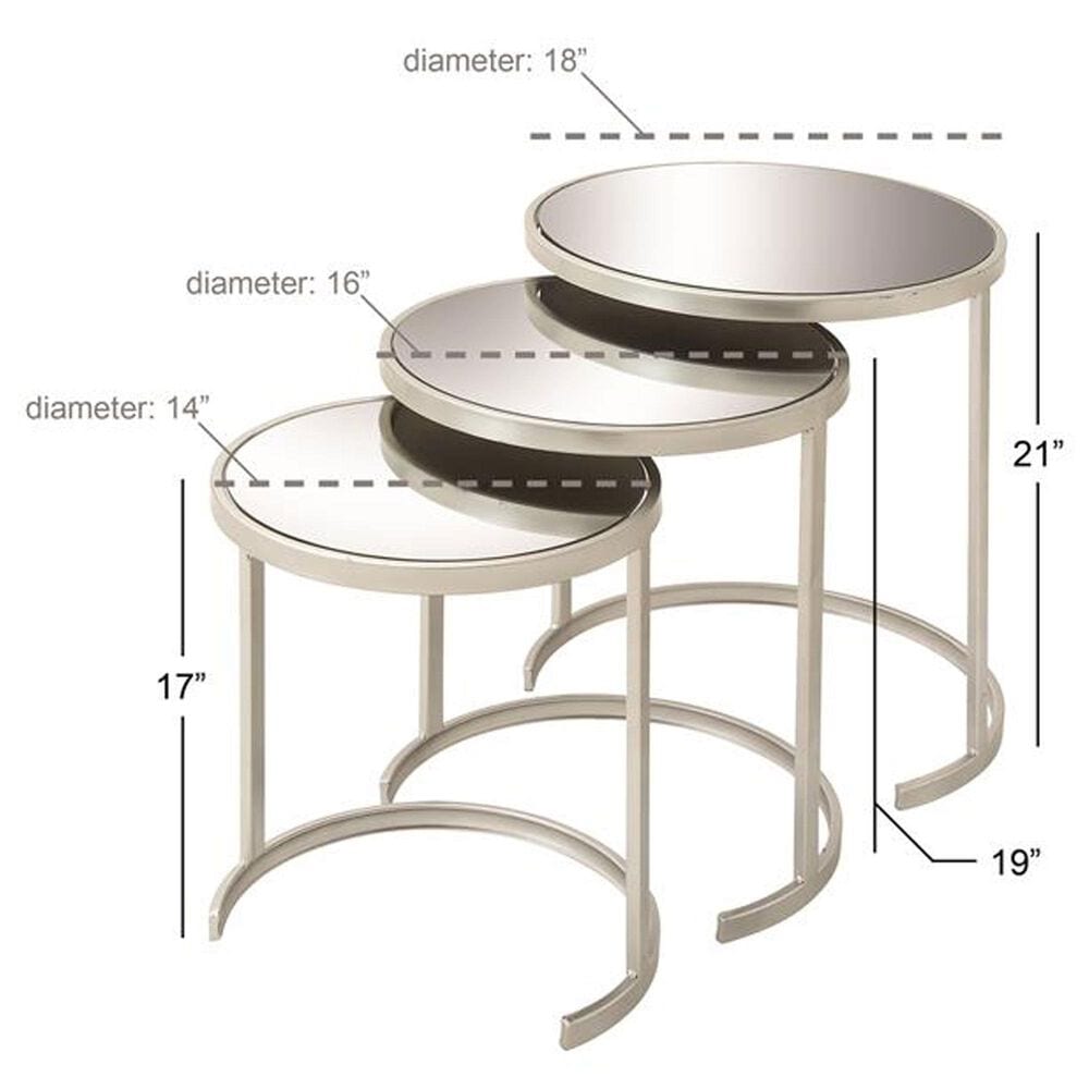 Maple and Jade 3-Piece Round Nesting Accent End Table Set in Silver, , large