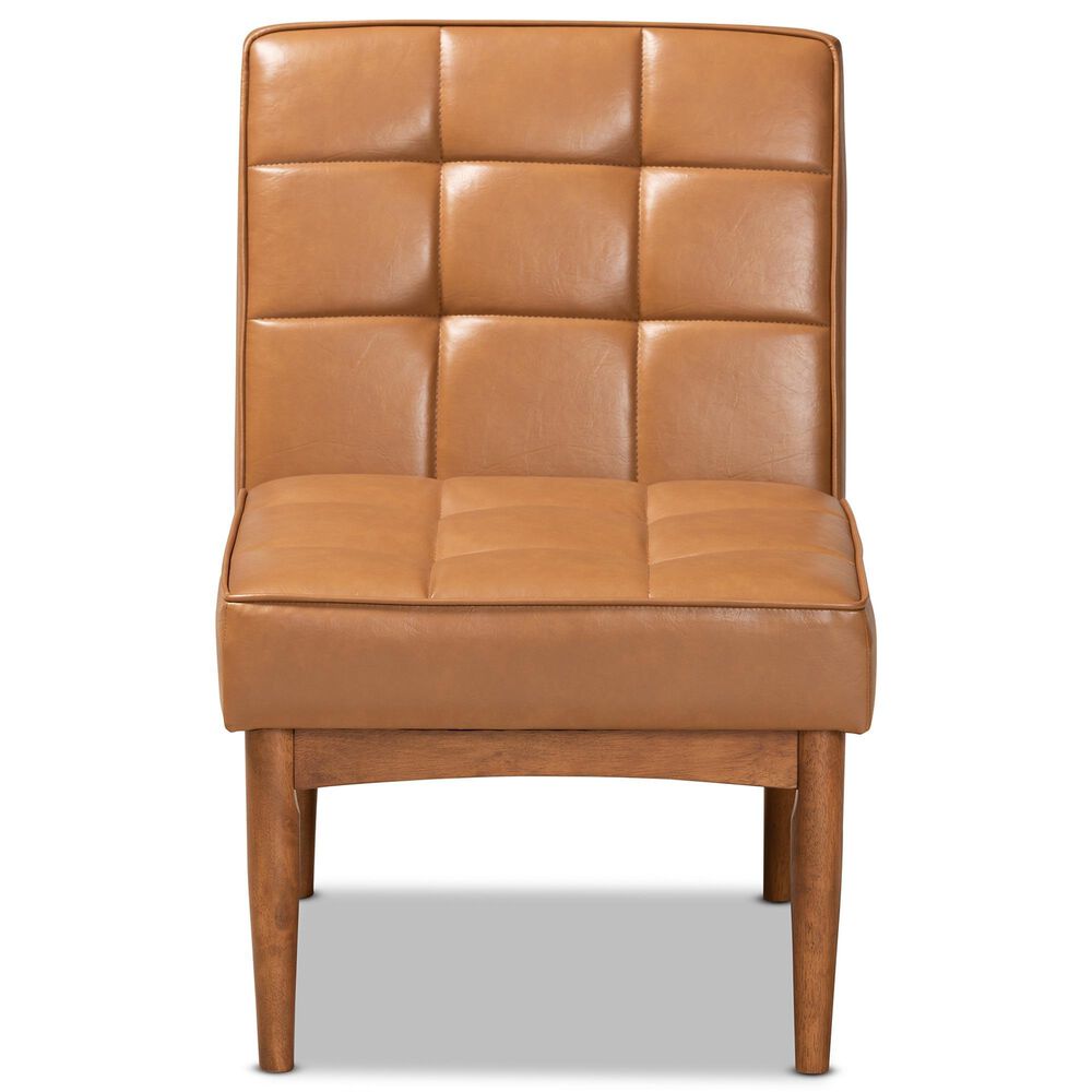Baxton Studio Sanford Side Chair with Tan Cushion in Walnut Brown, , large