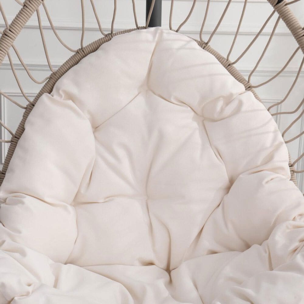 Hearth and Haven Outdoor Egg Chair with Frame Beige in White, , large