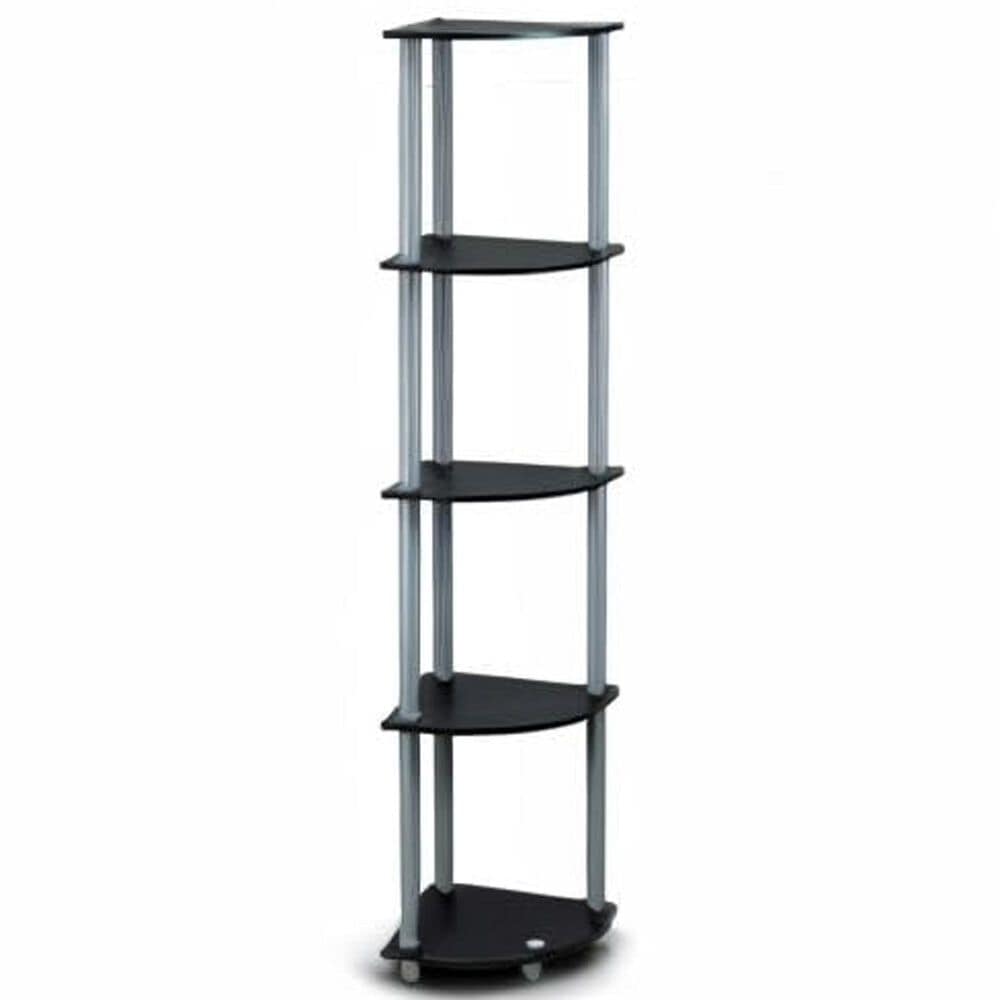 HOMLUX 5-Tier Modern Tall Corner Open Bookshelf in Black and Grey, , large