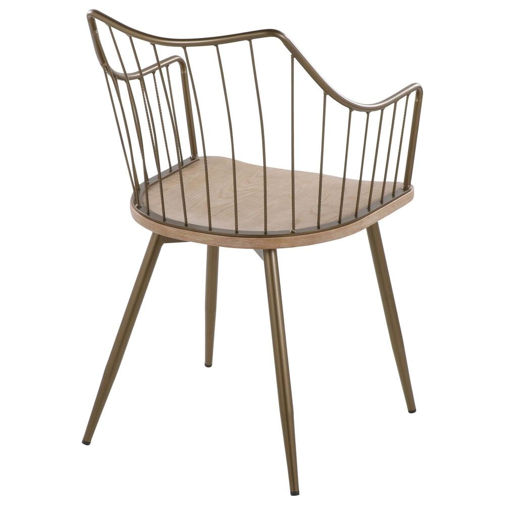 Lumisource Winston Farmhouse Chair in Antique Copper Metal and Whitewashed Wood By LumiSource, , large