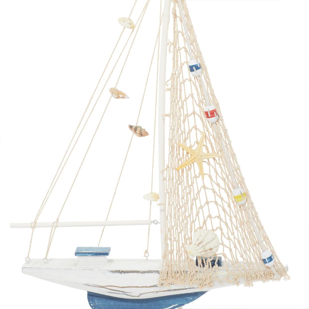 Maple and Jade 22&quot; Coastal Sail Boat Sculpture in Blue and White &#40;Set of 2&#41;, , large