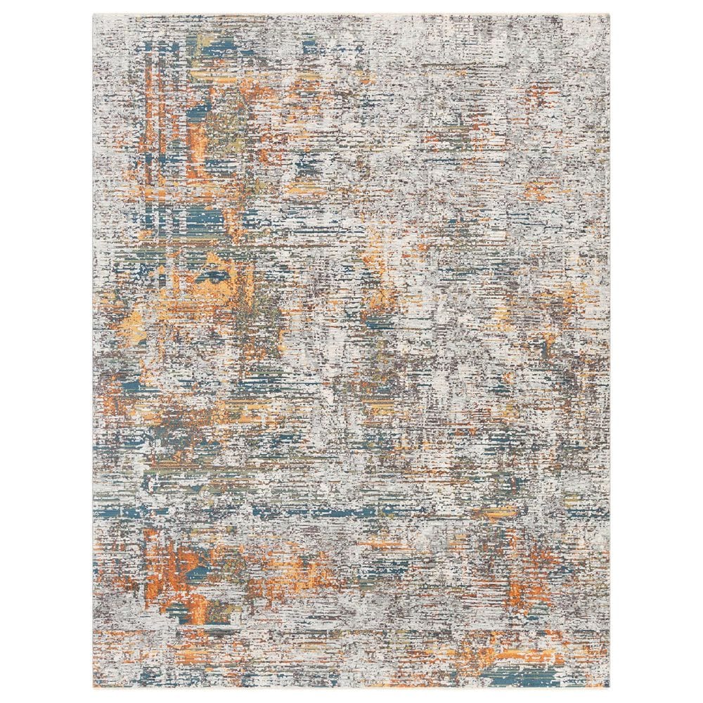 Surya Presidential Blue, Orange, Saffron, Ice Blue, Dusty Sage, Charcoal, Ivory, Wheat, Light Olive and Gray 8"10" x 12"10" Area Rug, , large
