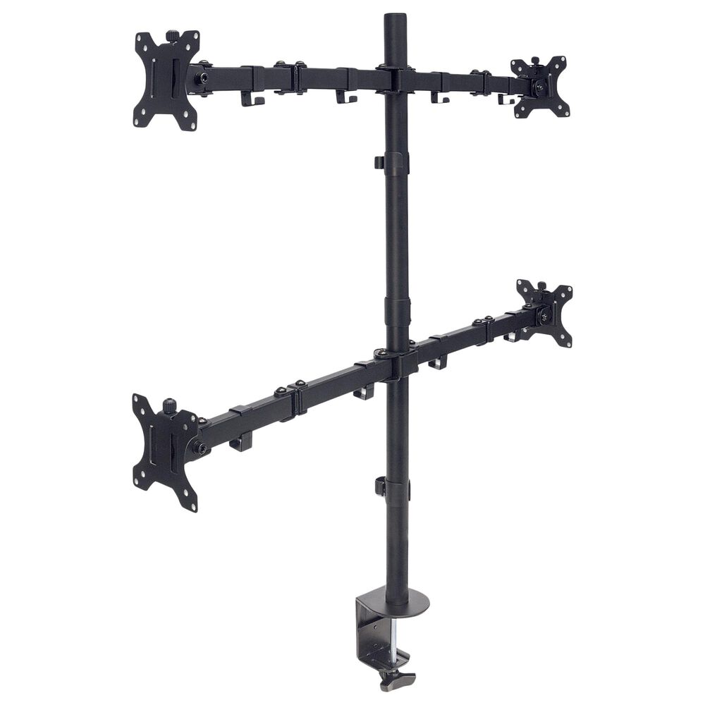 Manhattan Universal Four Monitor Mount with Double-Link Swing Arms in Black, , large