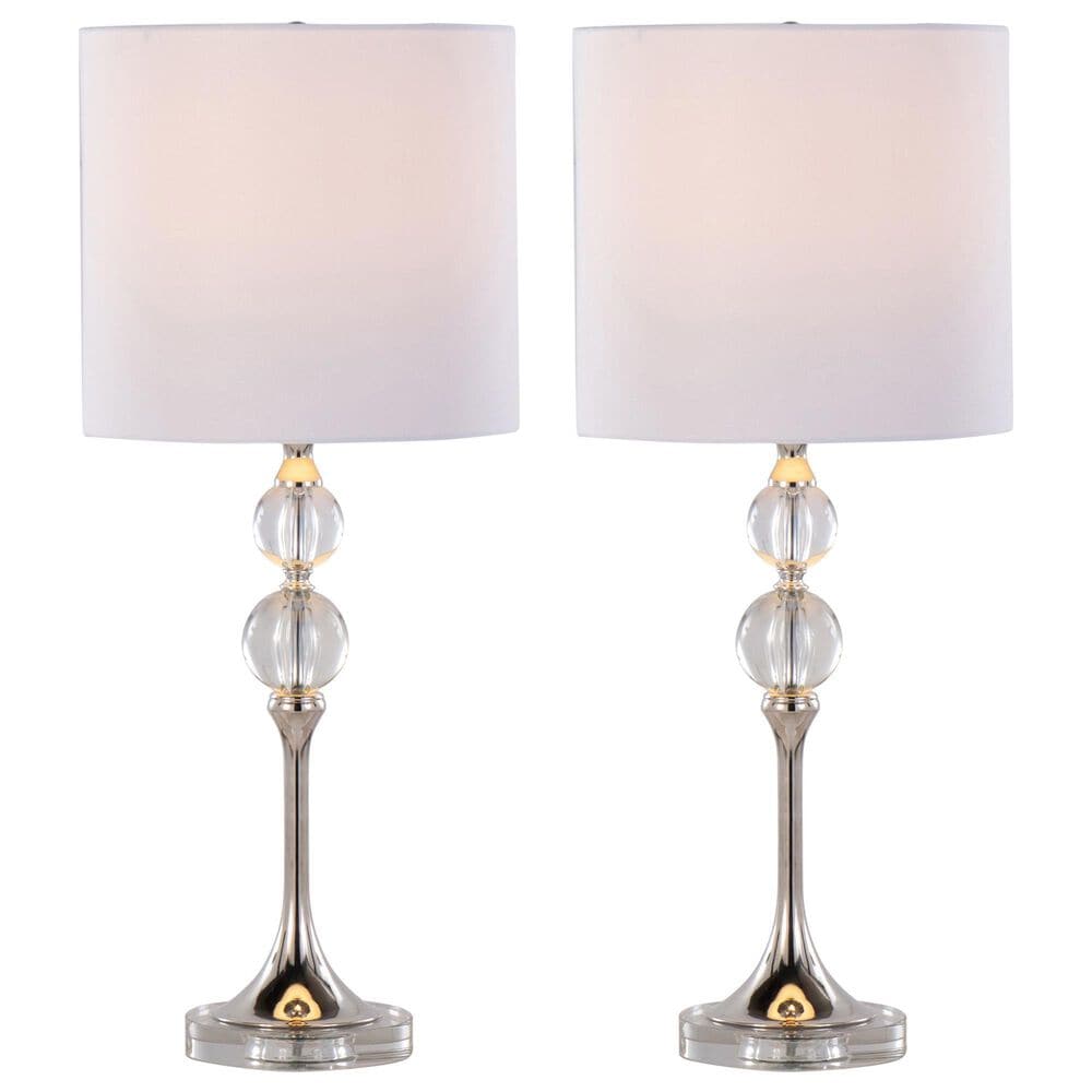LumiSource Clara Crystal Table Lamp in Clear and Polished Nickel (Set of 2), , large