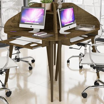 Dayton Bradley 4-Piece Sectional Cubicle Desk in Rustic Brown, , large