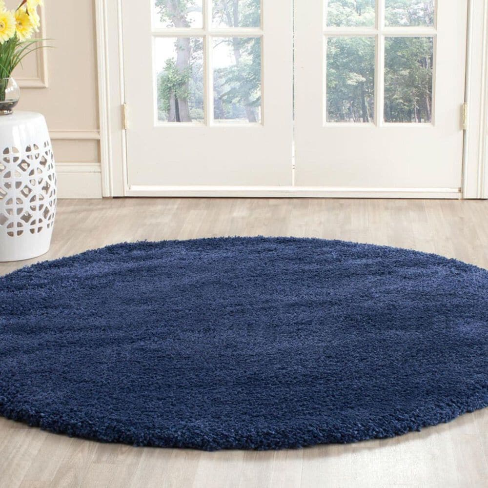 Safavieh Milan Shag SG180-7070 10' Round Navy Area Rug, , large