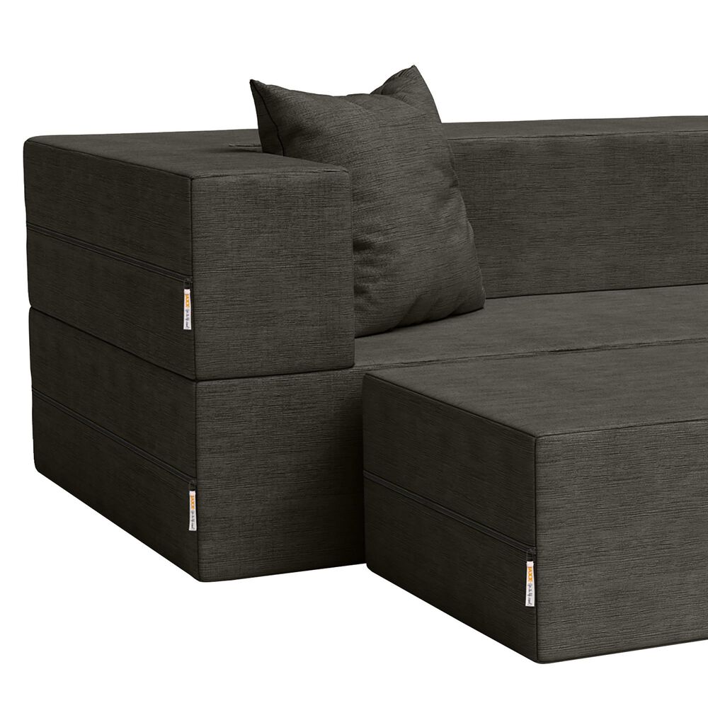 Jaxx Zipline 4-Piece Stationary Convertible Sleeper Sofa in Charcoal Velvet, , large