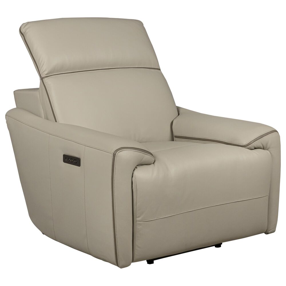 Superb Leather Leather Power Recliner in Myrtle Light Grey, , large