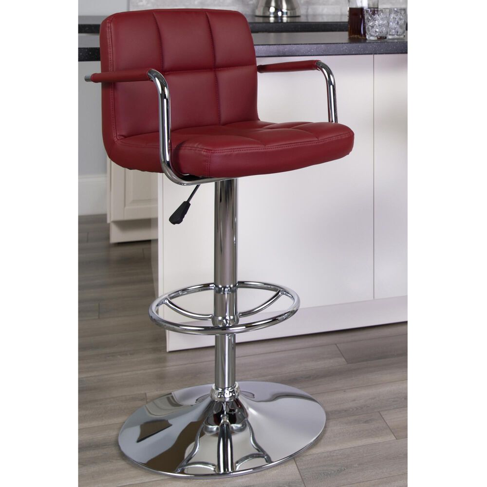 Flash Furniture Adjustable Barstool in Burgundy, , large