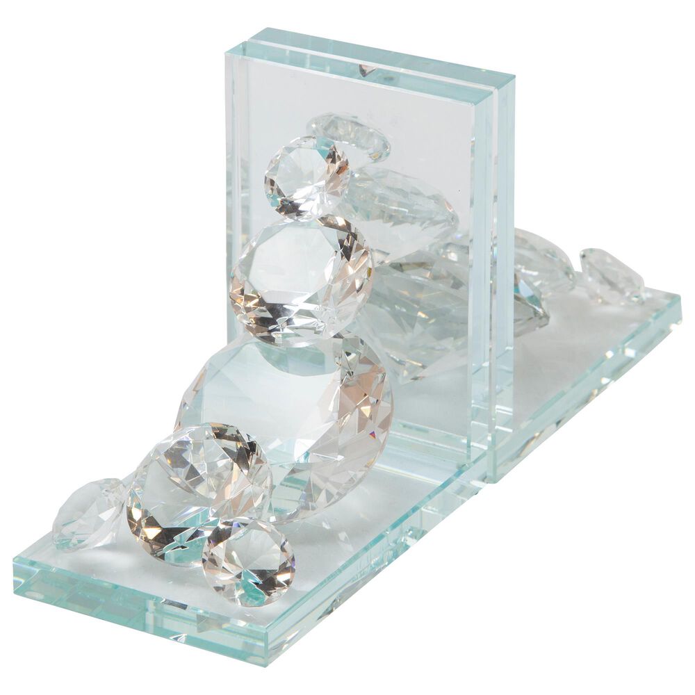 Sagebrook Home 12" Crystal Diamond Bookend in Clear (Set of 2), , large