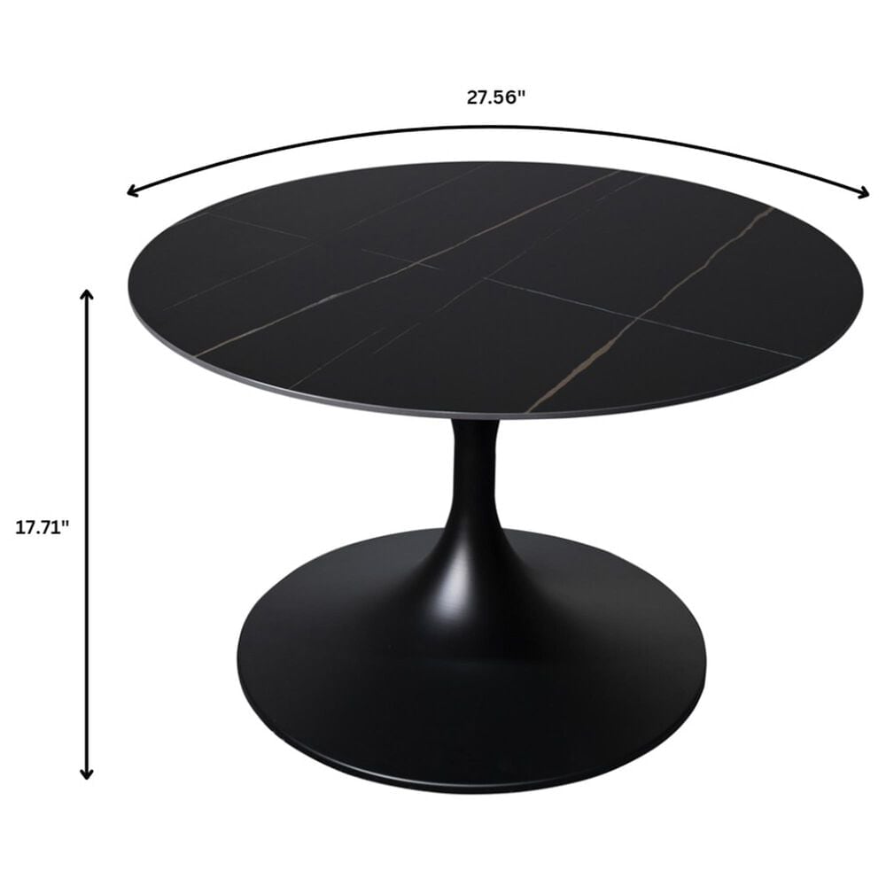 Leisuremod Verve 27&quot; Coffee Table with Resin Top in Black and White Marble, , large