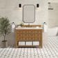 James Martin Malibu 48" Single Bathroom Vanity in Amber Birch with 3 cm Victorian Silver Quartz Top and Rectangular Sink, , large