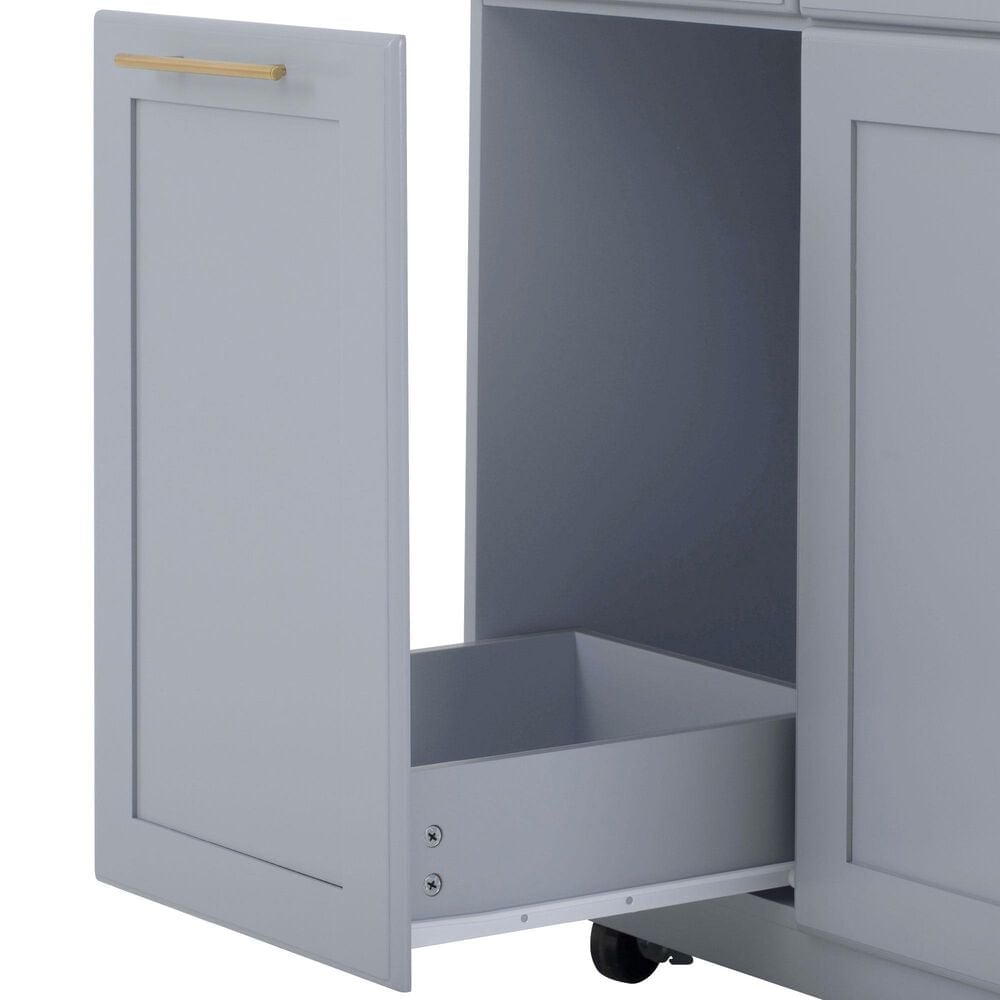 HOMLUX 59" Kitchen Island with 2 Pull Out Cabinet Organizers in Grey, , large