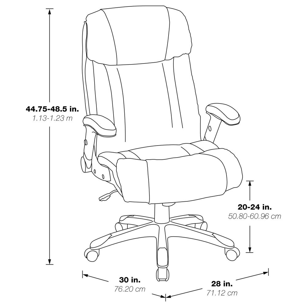 OSP Home Executive Bonded Leather Chair with Black Cushion, , large