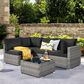 HOMLUX 5-Piece Patio Conversation Set with Grey Wicker in Black, , large