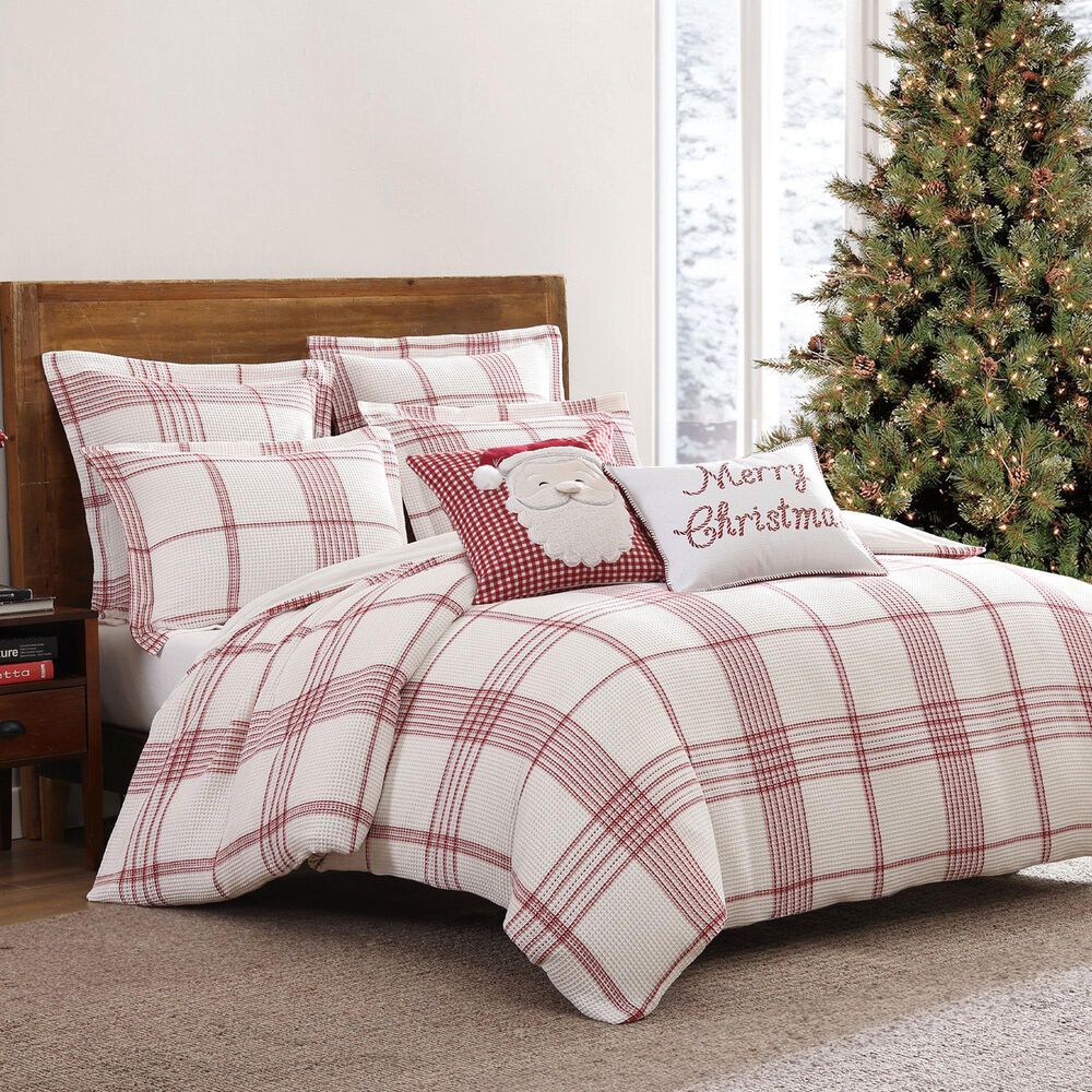 Levtex Waffle Plaid 3-Piece King/California King Comforter Set in Peppermint Red and Cream, , large